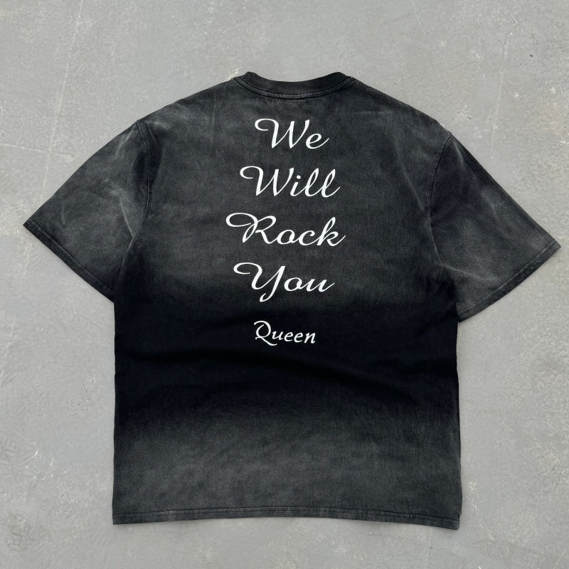 Unisex Vintage T Shirts We Will Rock You Queen Madison Square Garden Tour Limited Edition T-Shirt â€?Distressed Washed-Ape Wasteland Aesthetic. Custom heavyweight brushed fabric with a vintage feel; American-made plastisol ink print.