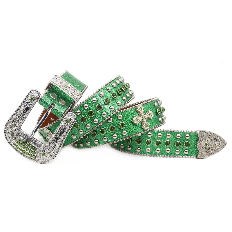 Hip-hop punk rhinestone belt cross accessories