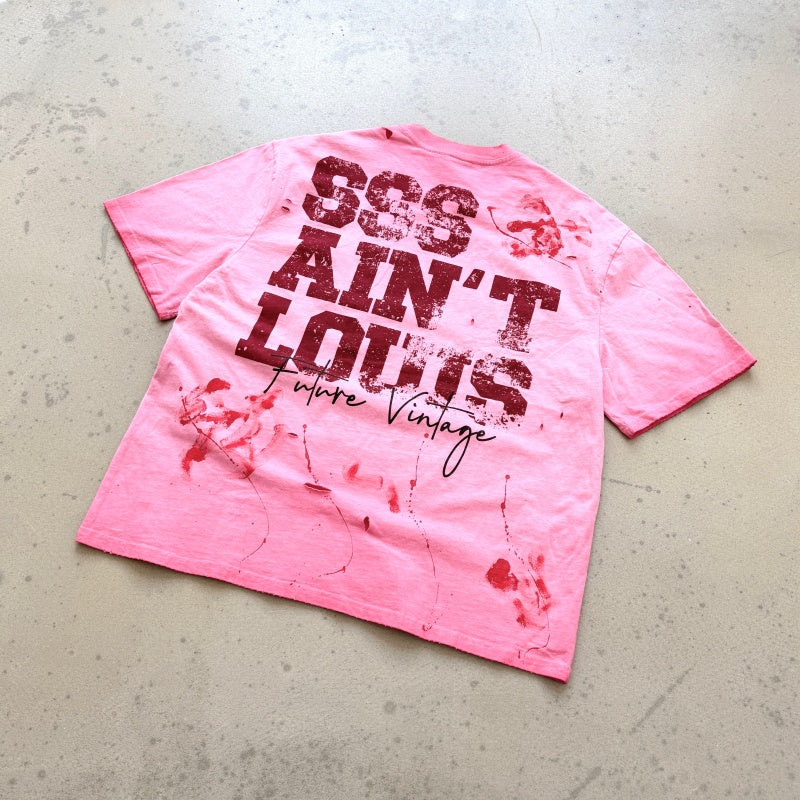 Unisex Vintage T Shirts Saint Street Dirty Graffiti-Style T-Shirt: Features hand-painted splatter art on the finished garment, multi-zone hand-distressing, and a heavy-duty enzyme-washed finish with spray-effect whiskering—exuding a premium, vintag