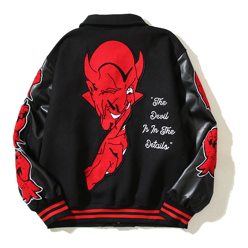American-style baseball jacket Saint Michael American-style leather-sleeve
