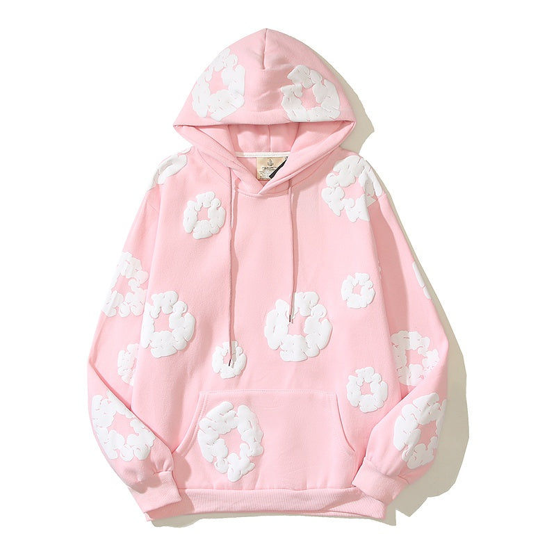 Denim Tears Hoodie Y2K All-Over Cotton Wreath Floral Puff Printed Oversized Hoodie
