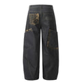 American-style streetwear harem pants Irregular Stitching Curved Leg Baggy Jeans
