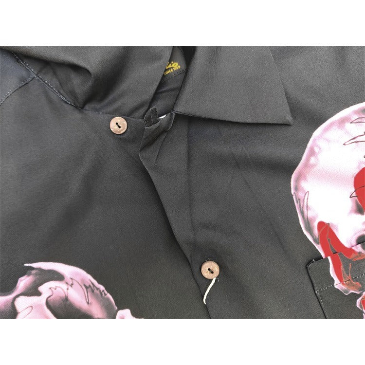 GUILTYPARTIES TIGER Shirts 22SS 56 TATTOO STUDIO Tattooed Skull Hawaiian Short Sleeve Shirt Men