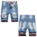 Denim shorts High-quality trendy Distressed with holes casual pure cotton Non-stretch plus-size men's clothing