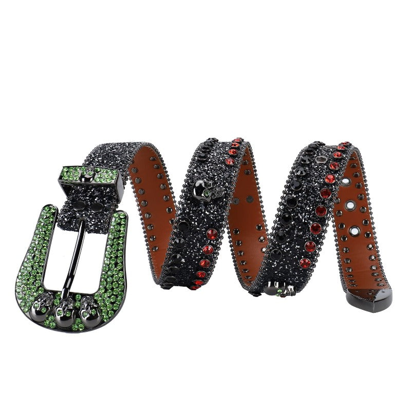 Hip-hop punk rhinestone belt baita man