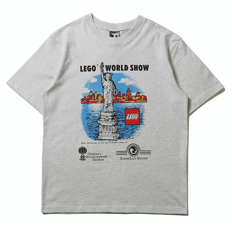 Mens T-shirt Vintage LEGO Statue of Liberty Graphic Print
