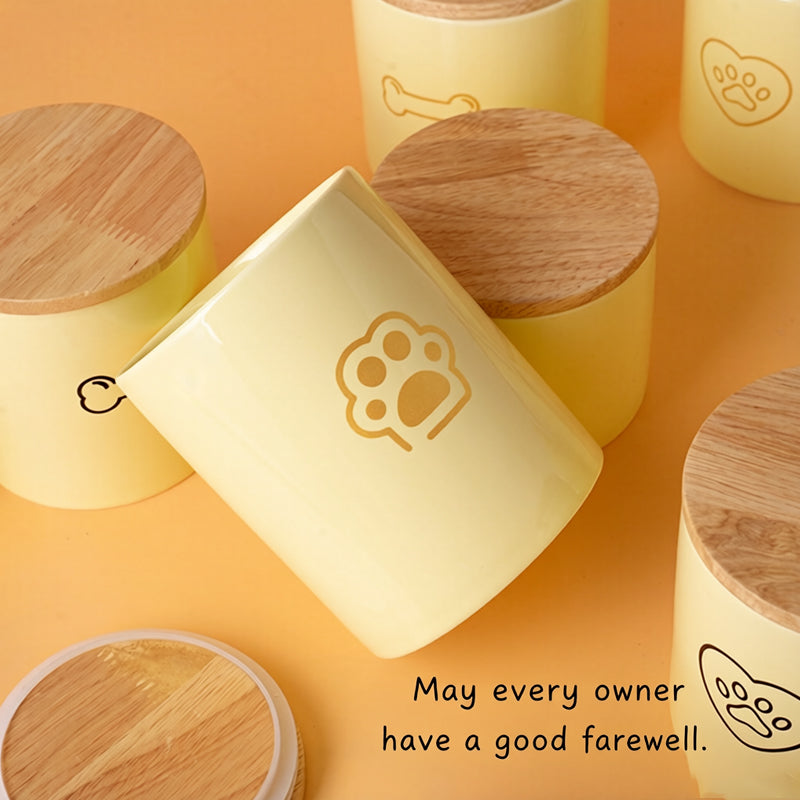 Pet Urn Yellow Pet Urn Medium and Small Dog Sealed Moisture-proof Urn Cat Dog Large Medium Small Ceramic Urn