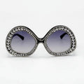 Trendy punk glasses double circle rhinestones
