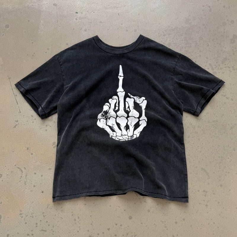 Unisex Vintage T Shirts Saint 26ss Vintage Line (WCC) â€?Punk Chopper Fuck â€?Limited Edition â€?Boxy, Wide-Cut, Distressed-Style Streetwear T-Shirt with Wide Neckline (Rebellious Biker/Skull Aesthetic)