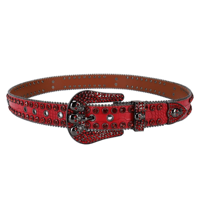 Hip-hop punk rhinestone belt skull punk full of diamonds