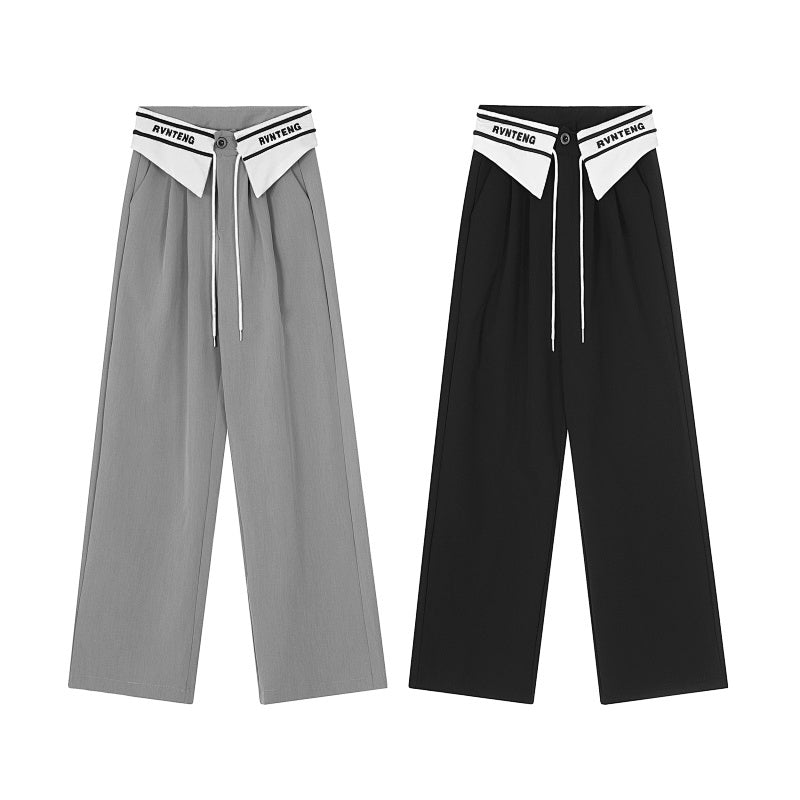American-style streetwear harem pants Letter Printed Flip Waist Casual Loose