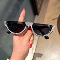 Trendy punk glasses half-frame retro diamond