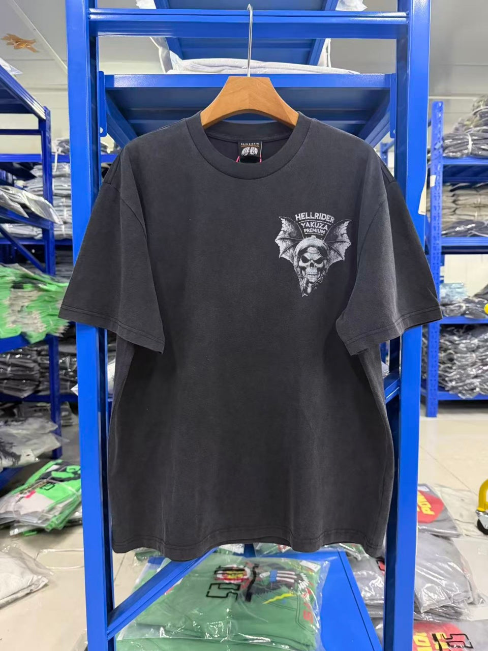 Vintage style washed summer wear T shirt Skull 260G pure cotton high-quality streetwear
