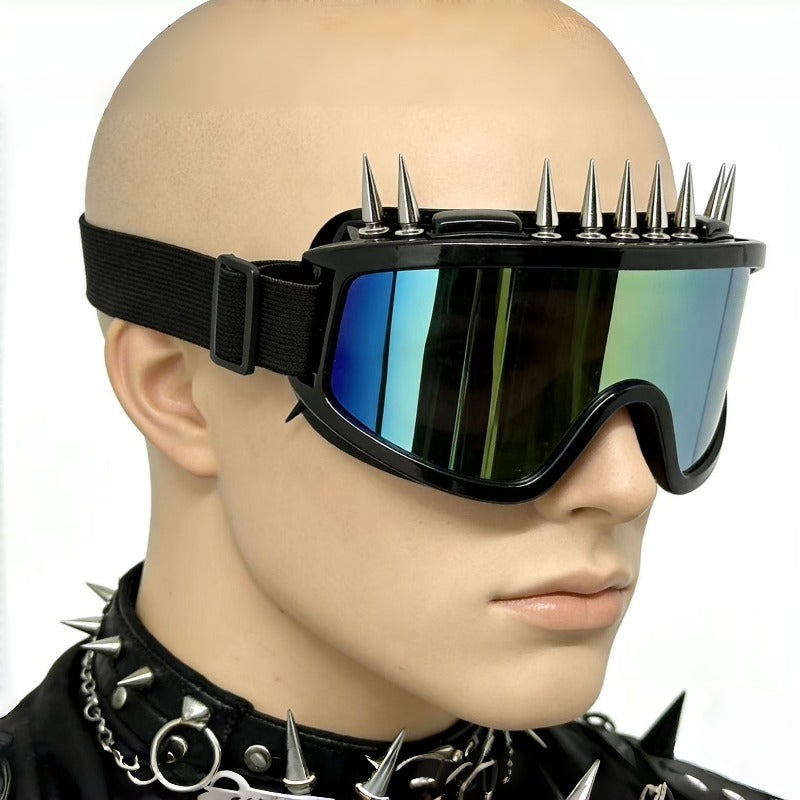 Trendy punk glasses spikes and rivets