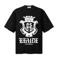 RHUDE T Shirts Gothic Crest Monogram Front Graphic