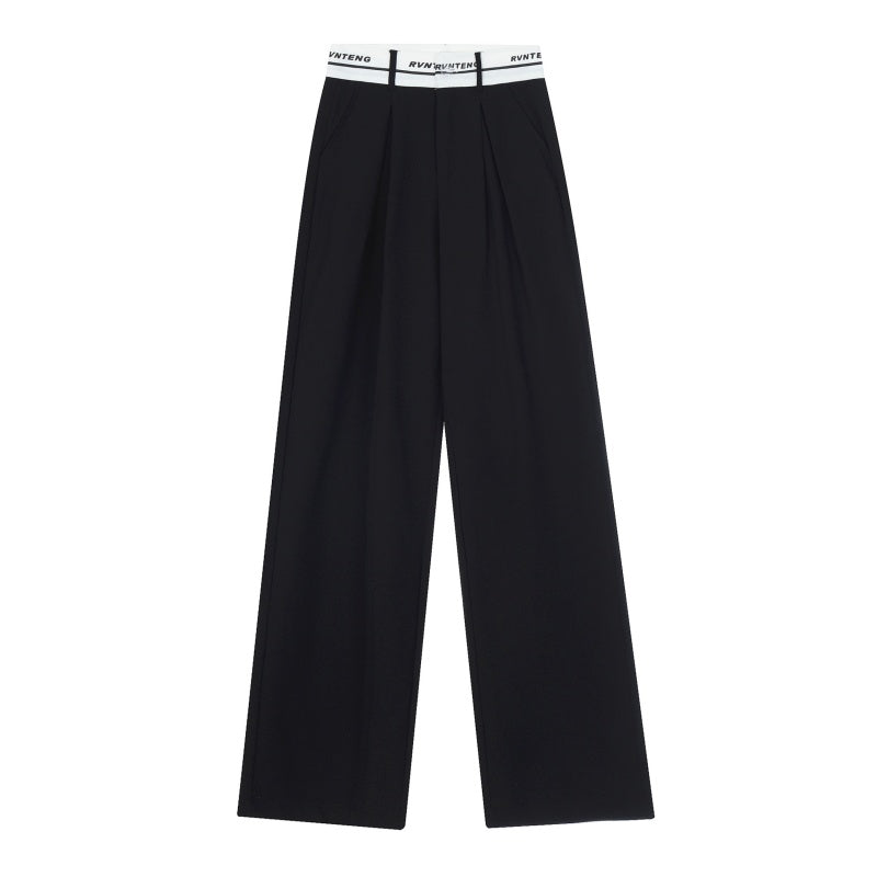American-style streetwear harem pants High Waist Front Pleated Relaxed Suit Trousers