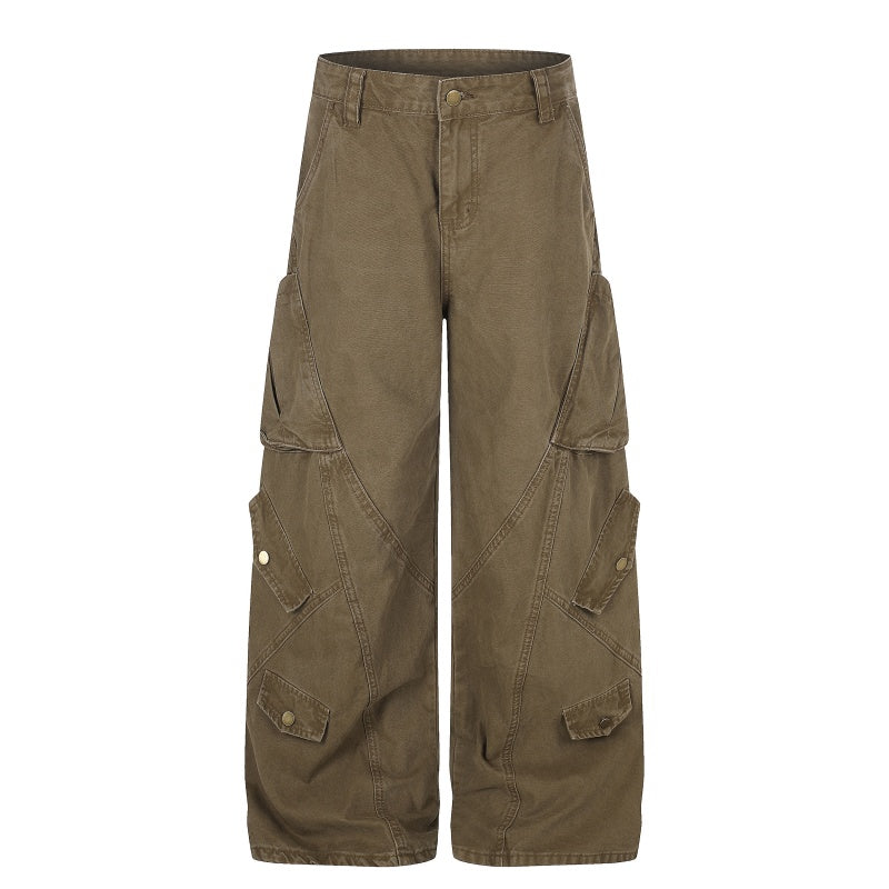 American-style streetwear harem pants Retro Heavy Fabric Multi Compartment