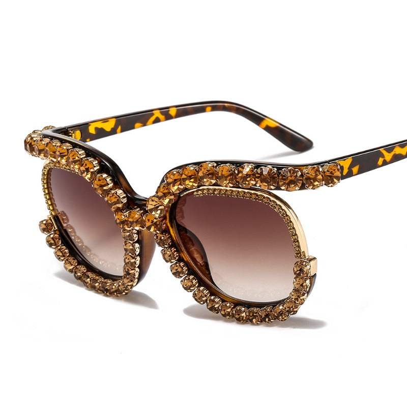 Trendy punk glasses diamond sunglasses