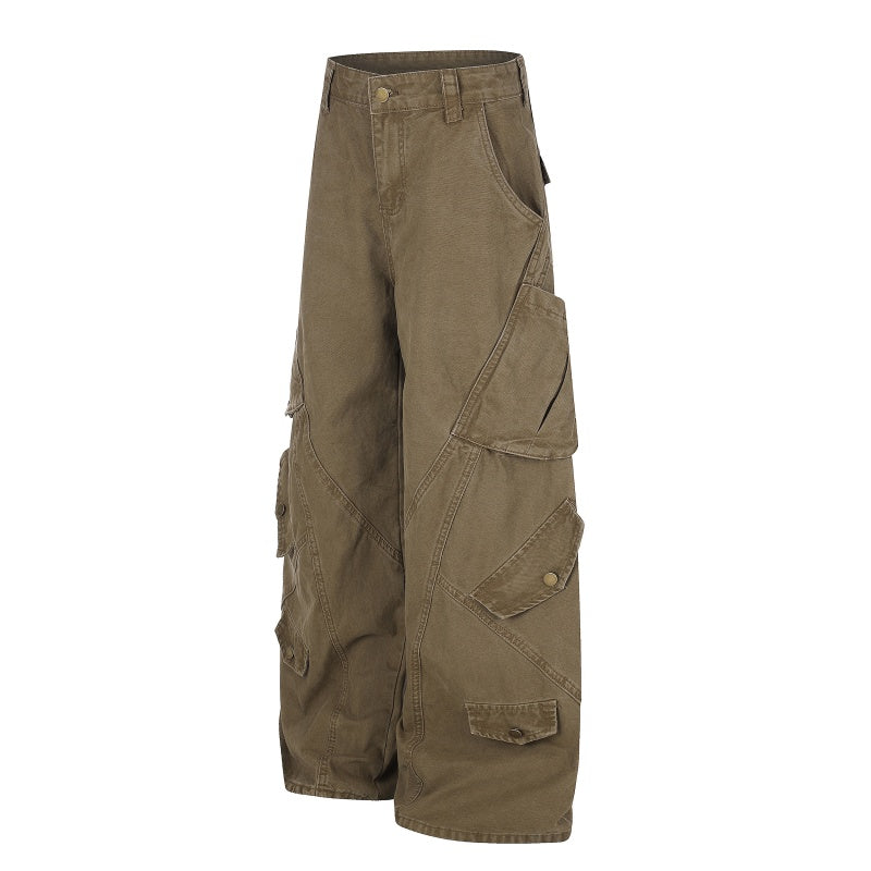American-style streetwear harem pants Retro Heavy Fabric Multi Compartment