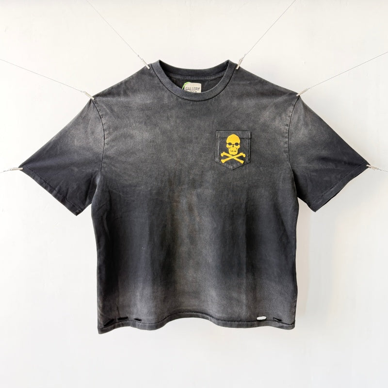Unisex Vintage T Shirts GALLERY DEPT. 26SS Hollywood Exclusive Street-Style T-Shirt: Multi-zone garment spray-distressing, hand-distressed hem, enzyme-stone wash finish, and vintage-style top-and-bottom blind stitching.