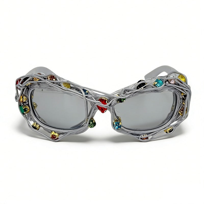 Trendy punk glasses vine rhinestone retro