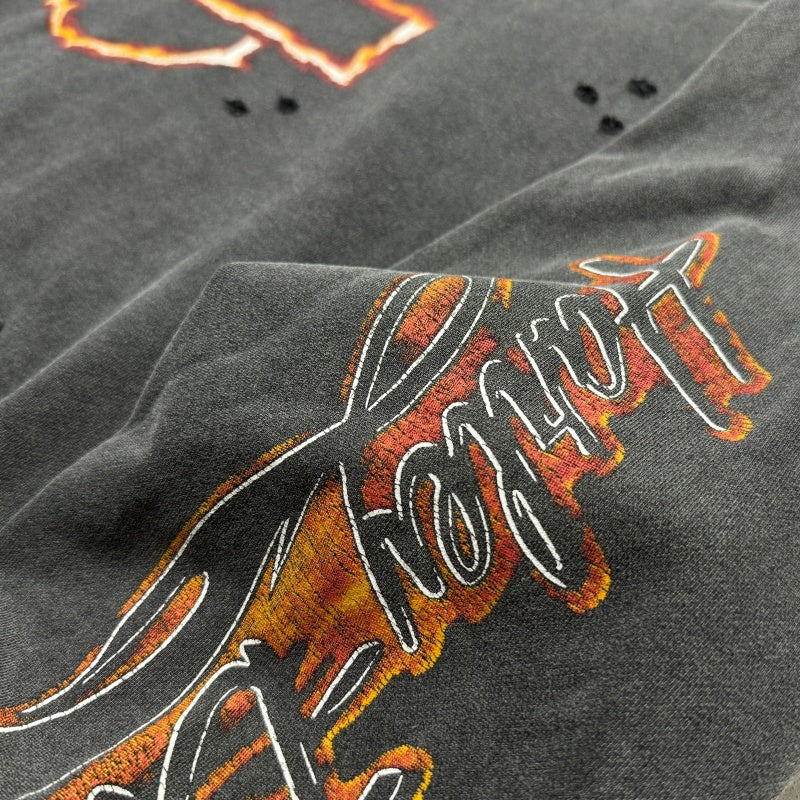Unisex Vintage Hoodie Harley-Davidson West Coast Flames & Cross Limited Edition Distressed Hoodie â€?featuring multi-area handcrafted distressing and heavy-duty enzyme-washed, faded finish.