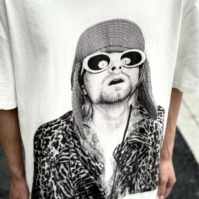 Unisex Vintage T Shirts Nirvana short-sleeve tee featuring a West Coast street-style graffiti and hip-hop aesthetic; crafted from heavyweight fabric with a distressed wash finish and direct-to-garment white ink printing.