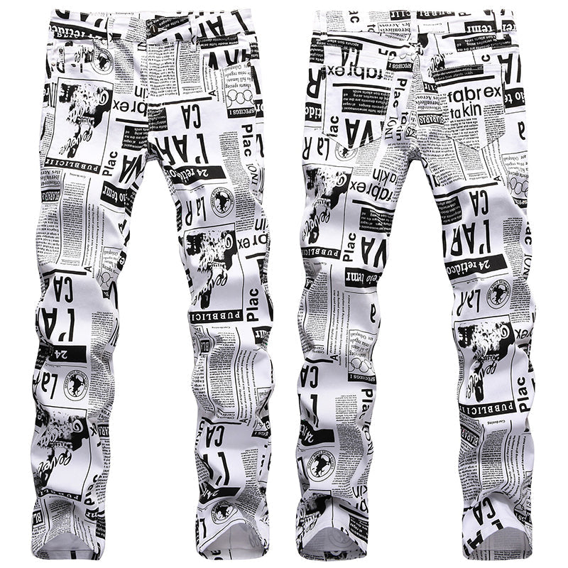 Mens Fashion Jeans Street newspaper style 5011# Pure cotton high quality