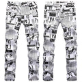 Mens Fashion Jeans Street newspaper style 5011# Pure cotton high quality