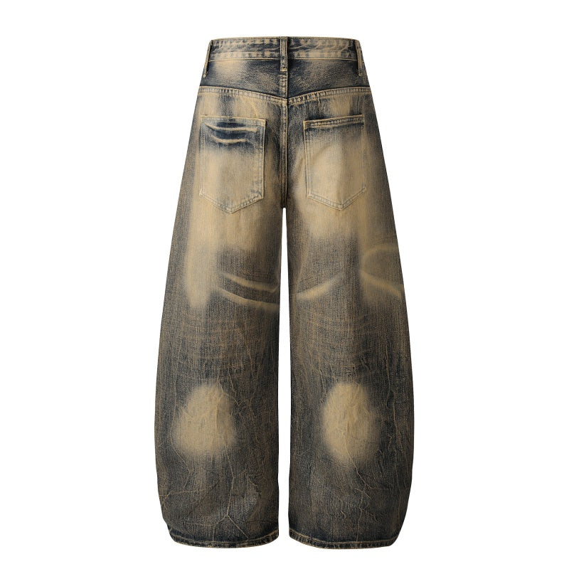 American-style streetwear harem pants Shadow Bleach Distressed Casual Outfit