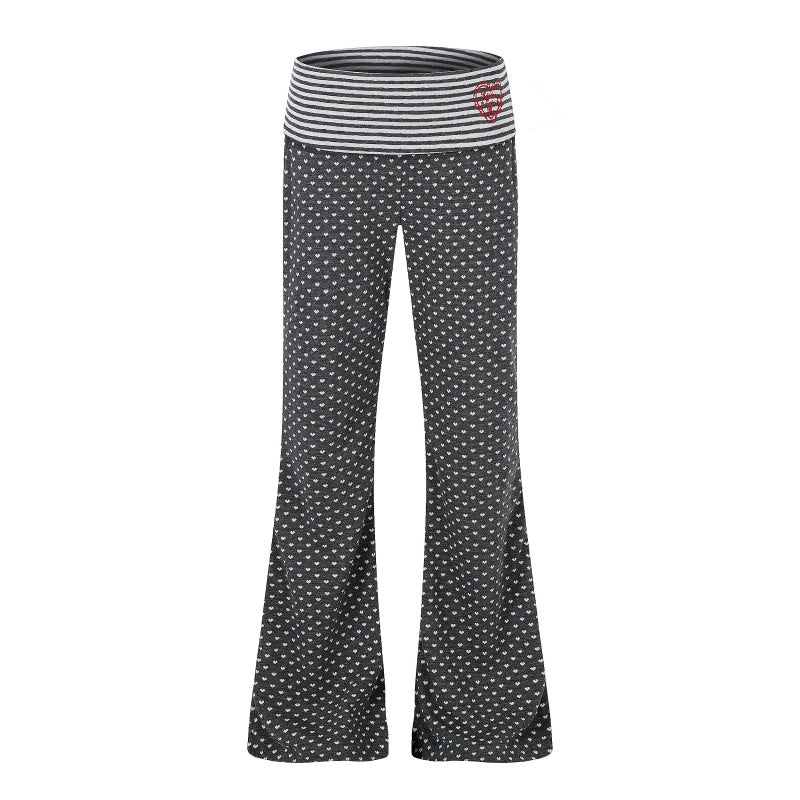American-style streetwear harem pants Low Rise Dot Print Slim Flare Outfit