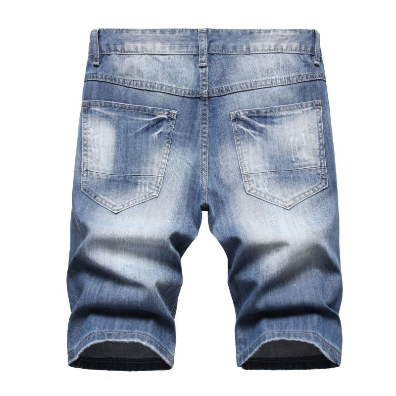 Denim shorts High-quality trendy casual pure cotton Non-stretch plus-size men's clothing