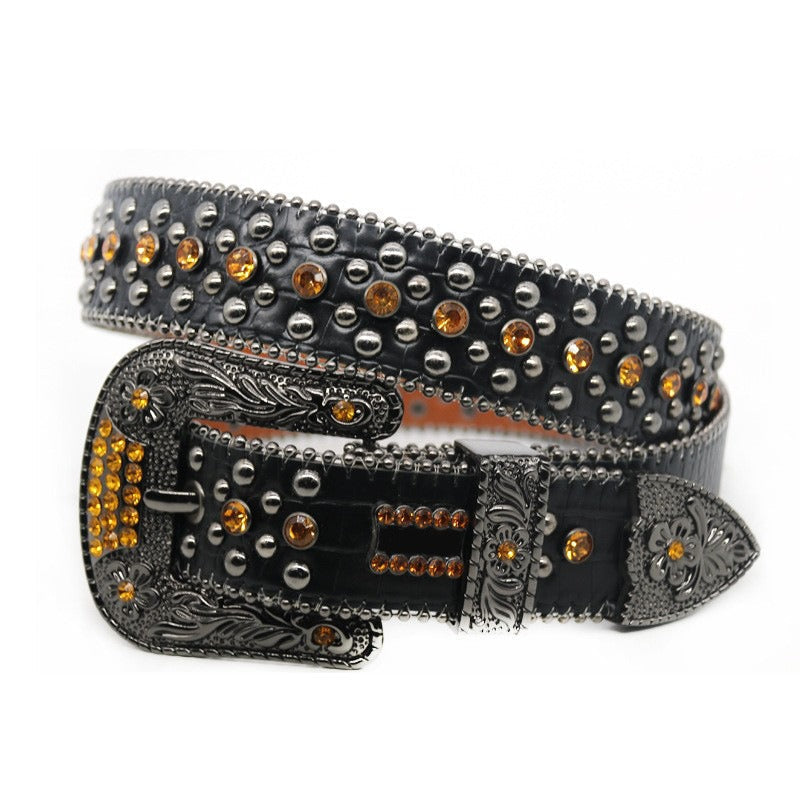 Hip-hop punk rhinestone belt punkloose
