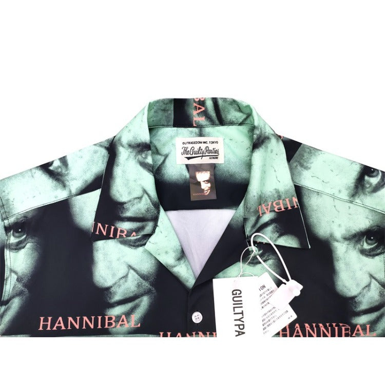 GUILTYPARTIES TIGER Shirts 22ss Exclusive Hannibal Movie Series Portrait Full Print Short Sleeve Shirt Men