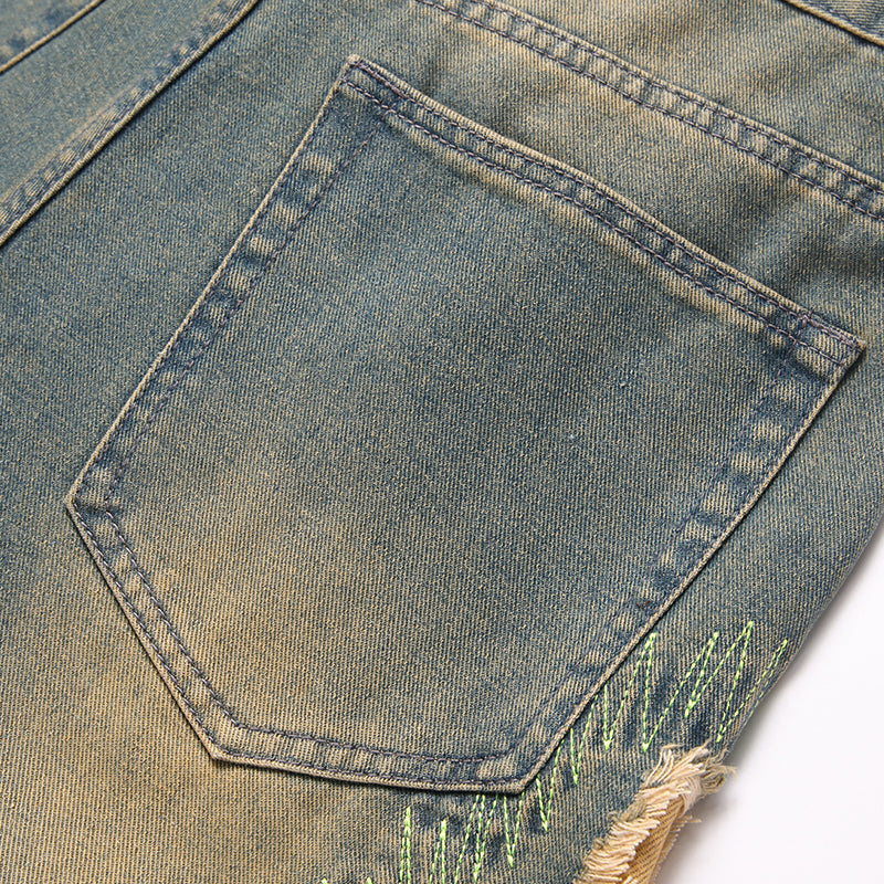 Mens Fashion Jeans Destroy embroidery thread balls 5721# Pure cotton high quality