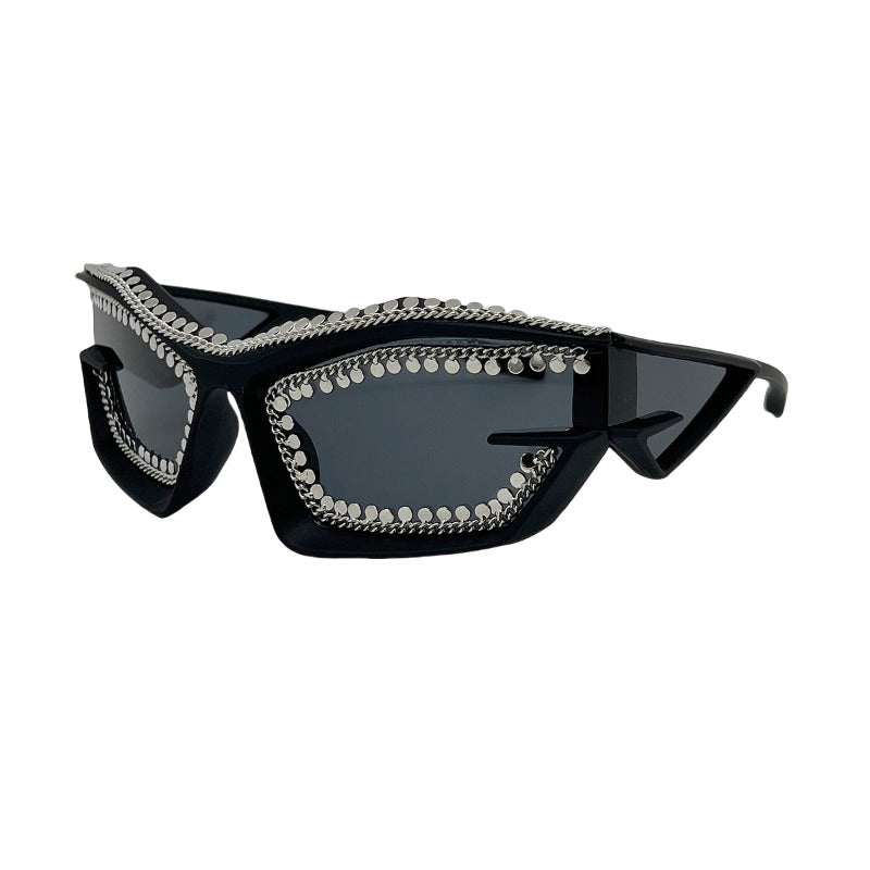 Trendy punk glasses y2kretro metal chain