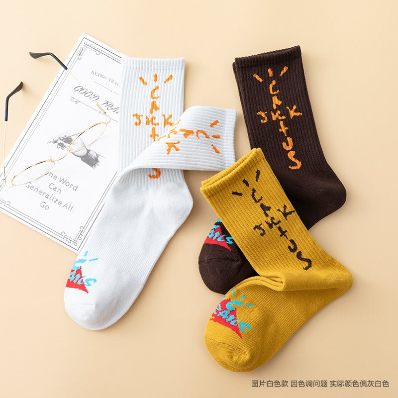 Men socks graffiti letter cotton socks
