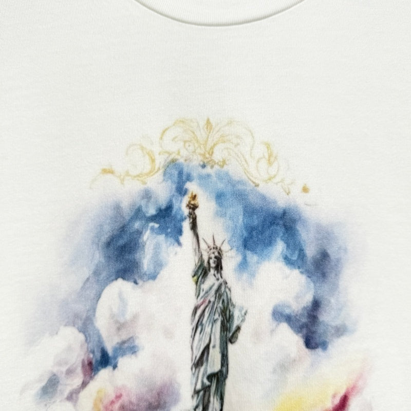 Unisex Vintage T Shirts SAINT MICHAEL × Takashi Murakami Collaboration: Statue of Liberty Oil Painting Graphic (Limited Edition). Features heavyweight 320g fabric (retaining its weight after washing) and authentic vintage construction with single-s