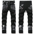 Mens Fashion Jeans White graffiti S8286# Pure cotton high quality