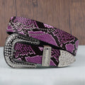 Hip-hop punk rhinestone belt python pattern