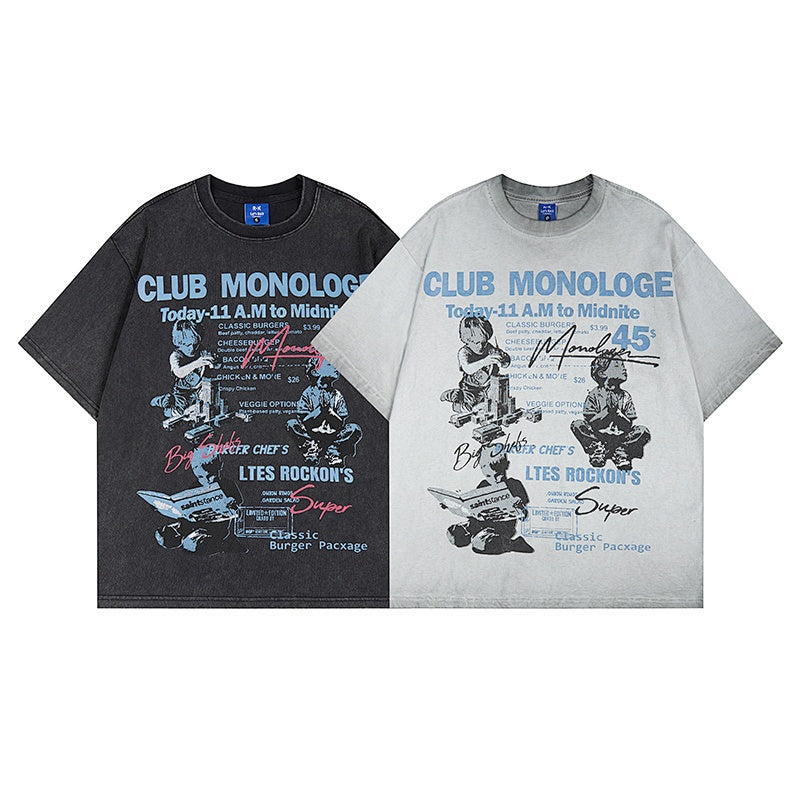 Unisex vintage T-shirts Loose-fitting vintage print