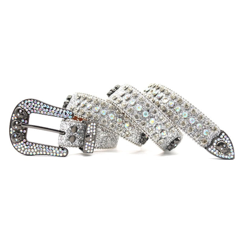 Hip-hop punk rhinestone belt skull punk style