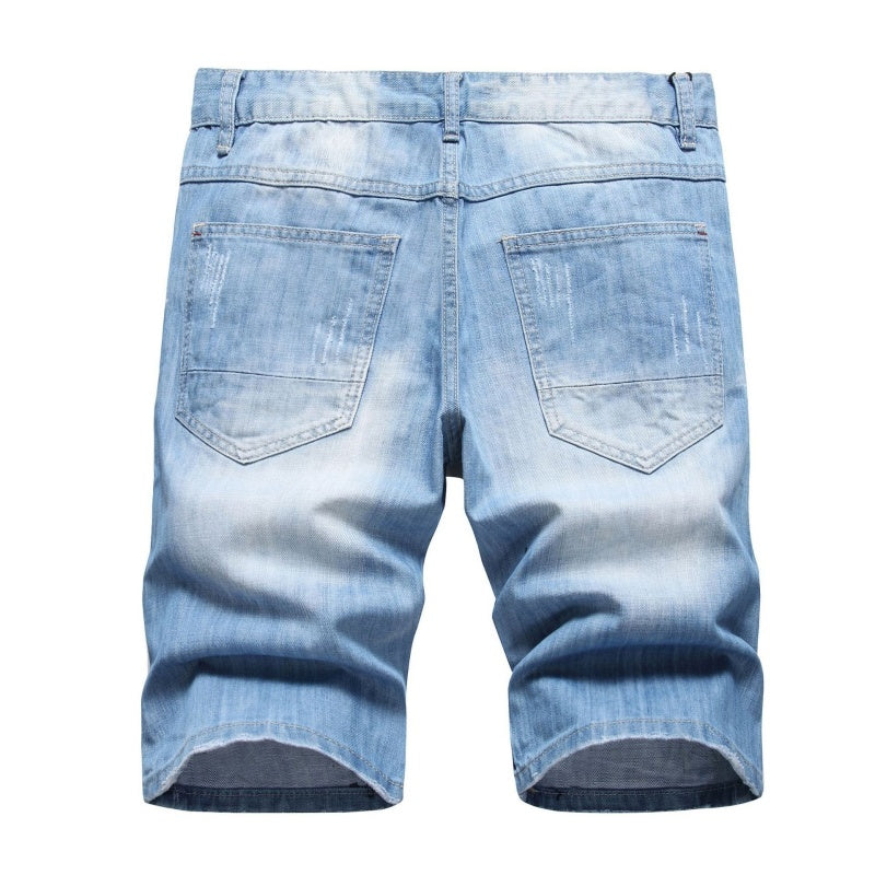 Denim shorts High-quality trendy casual pure cotton Non-stretch plus-size men's clothing