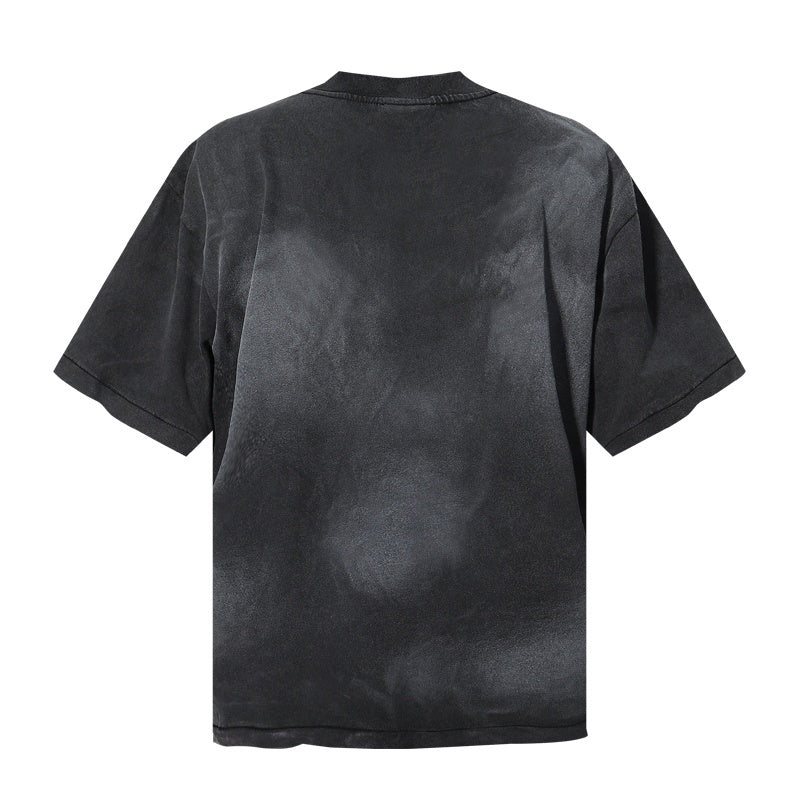 Saint Michael T Shirts Washed Black Saint Rainbow Letter Minimal Graphic
