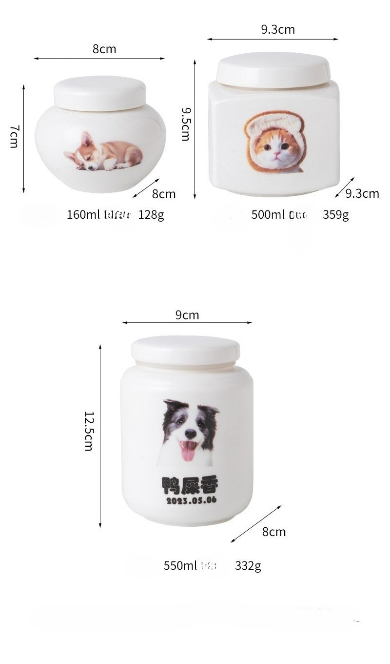 Pet Urn A custom cat puppy dog died cremation funeral urn tooth hair storage jar