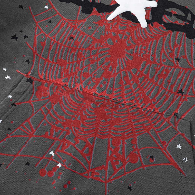 Spiderweb hoodie & sweatpants 2 piece set High-quality pure cotton for autumn and winter