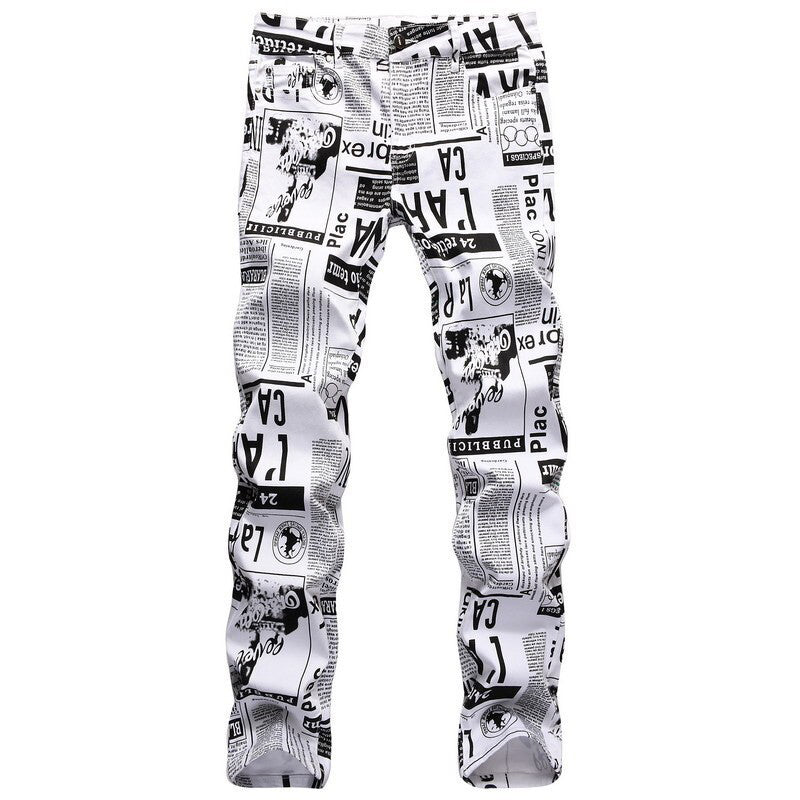 Mens Fashion Jeans Street newspaper style 5011# Pure cotton high quality