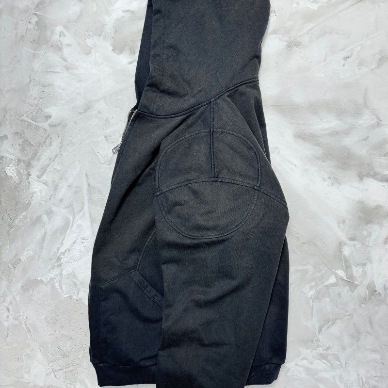 Unisex Vintage Hoodie ENFANTS RICHES DEPRIMES SS25: Oversized, relaxed-fit layered outerwear featuring a metallic, dirty-style spray-wash and distressed finish.