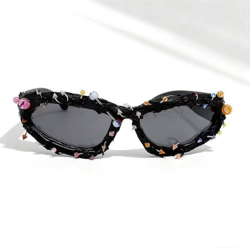 Trendy punk glasses colorful nails weird