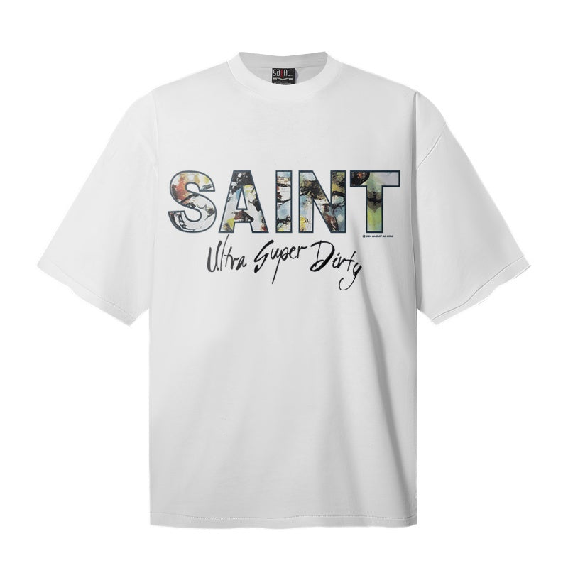 Saint Michael T Shirts Mixed Media Fill Typography Layered Design